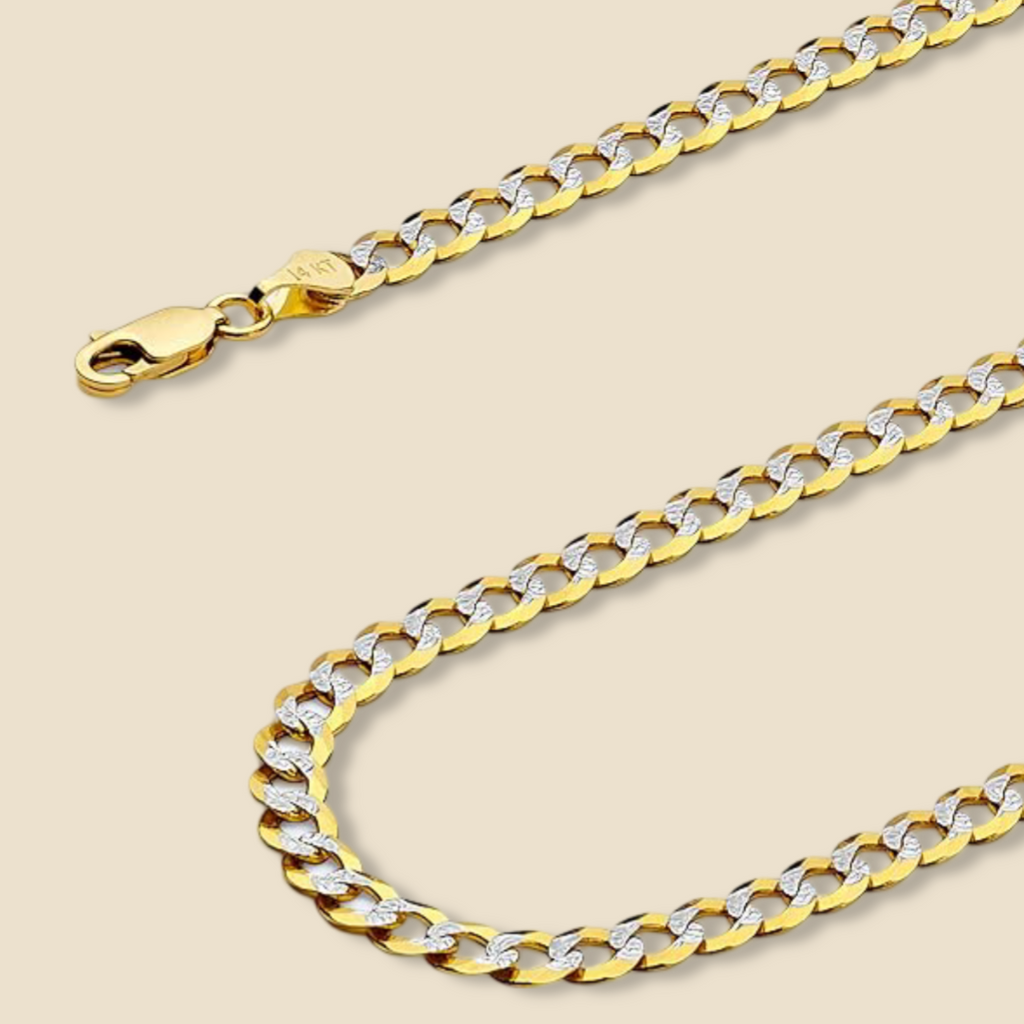 14K Real Gold 3.5mm Cuban White Pave Bracelet, side view highlighting the bracelet’s thickness and intricate pave detailing.