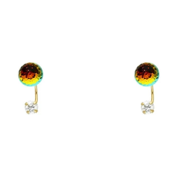 rainbow telephonic earrings. 14 solid gold this is a 3D picture