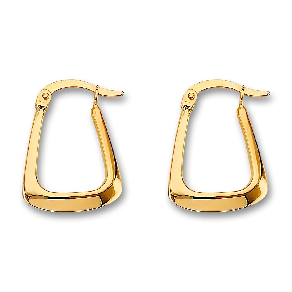 14K Yellow Gold Polish Hollow Hoop Earrings on a plain white background, showing their smooth, polished finish and timeless hoop shape.