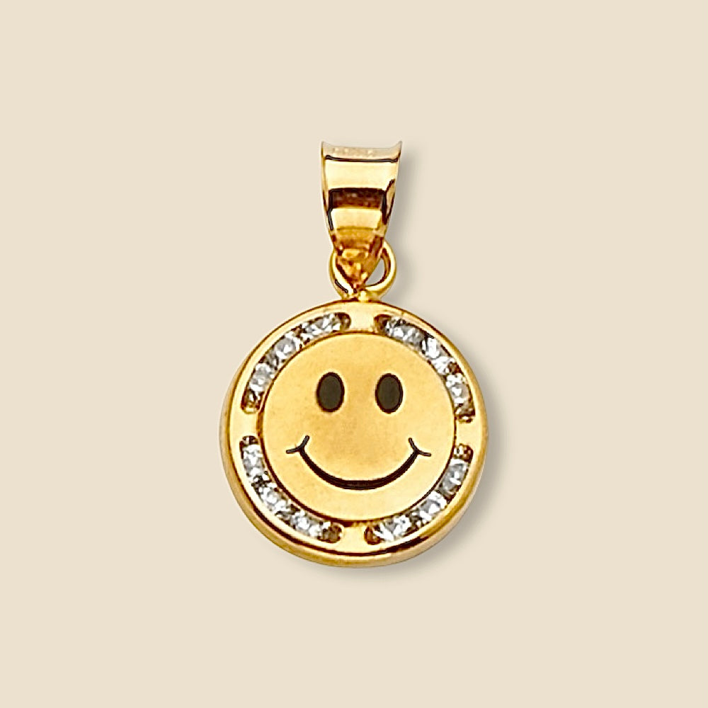 14K solid gold emoji charm pendant displayed against a plain background, highlighting its polished gold finish and playful design.