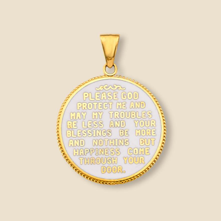 Back side of the 14K gold US Army pendant shown on a plain background, clearly displaying the detailed engraving and smooth, high-polish finish of the double-sided design.
