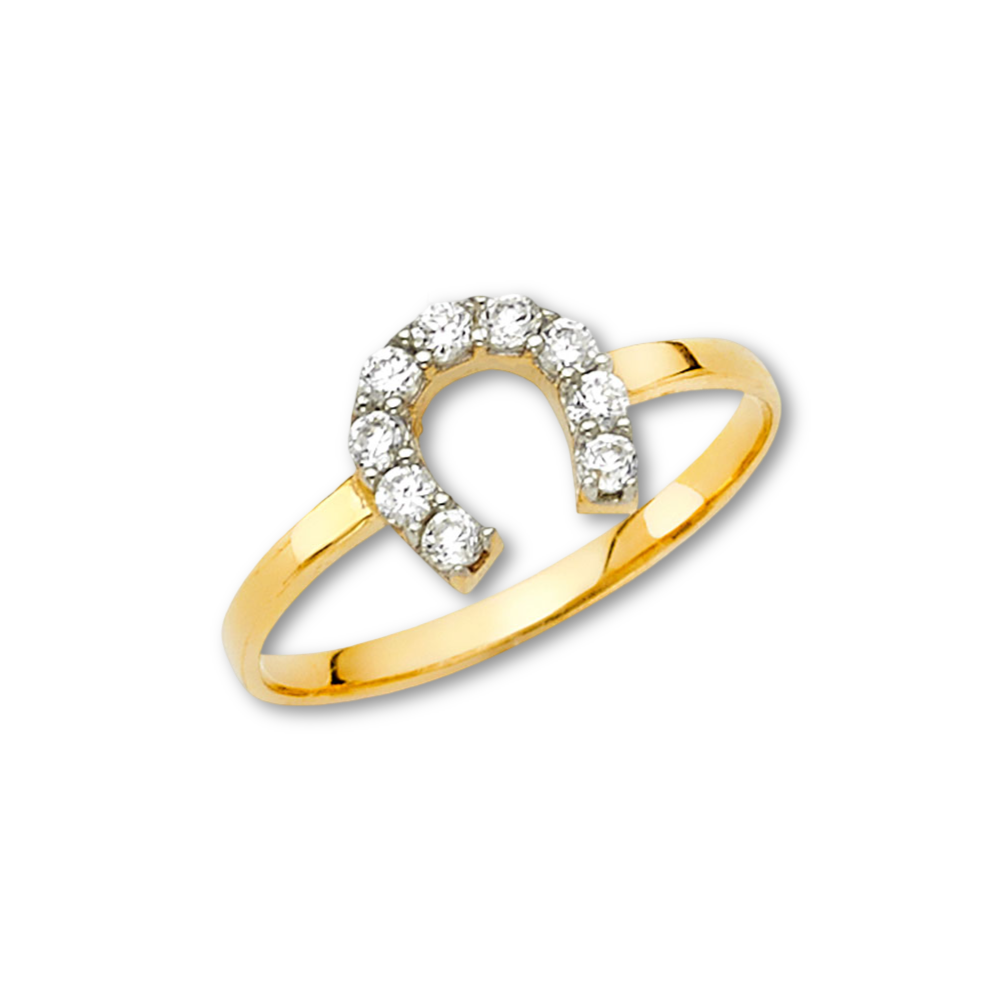 14K two-tone gold fancy ring with CZ accents displayed against a clean, plain white background.