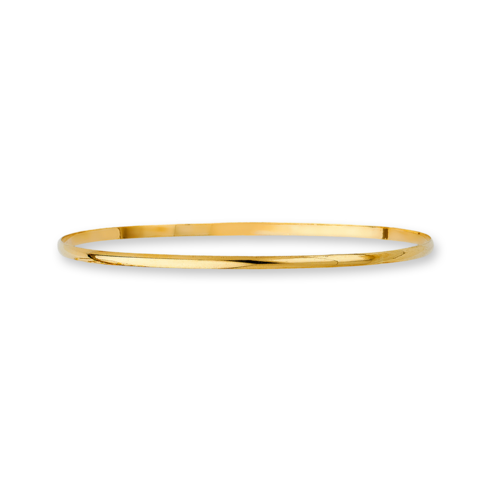 4K solid gold bangle against a white background, emphasizing its clean and minimal design.