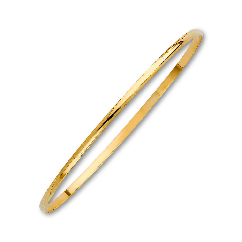 4K solid gold bangle against a plain background, emphasizing its clean and minimal design.