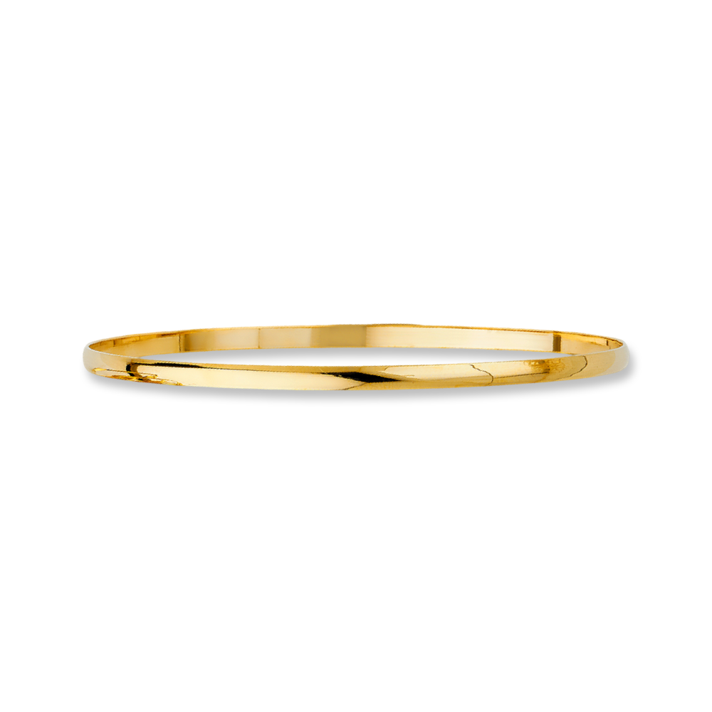 Solid gold pendant against a white background, emphasizing its simplicity and shine.