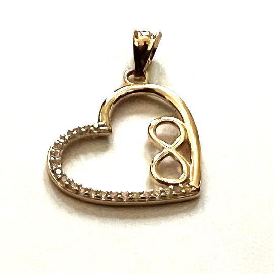 infinity heart half CZ pendant real picture from front