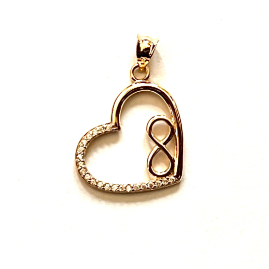 infinity heart half CZ pendant real picture from front