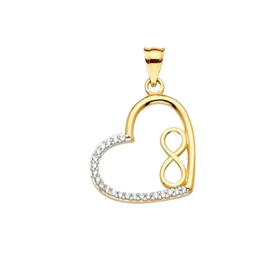 3D picture infinity heart half CZ pendant real picture from front