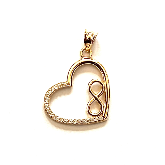 infinity heart half CZ pendant real picture from front