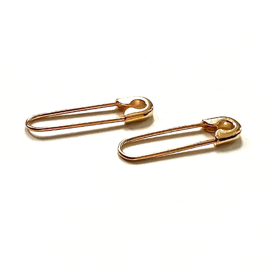 14K Small Gold Safety Pin Earrings