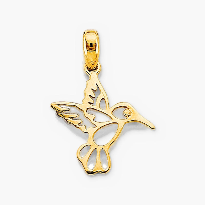 14K Gold Hummingbird Pendant 20mm