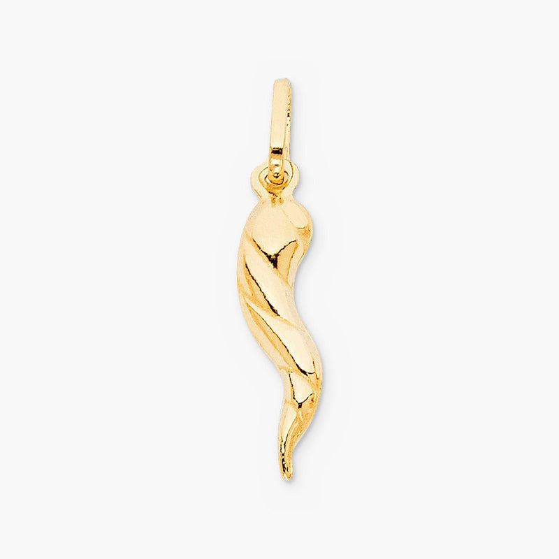 14K Gold Twisted Cornicello Italian Horn Pendant