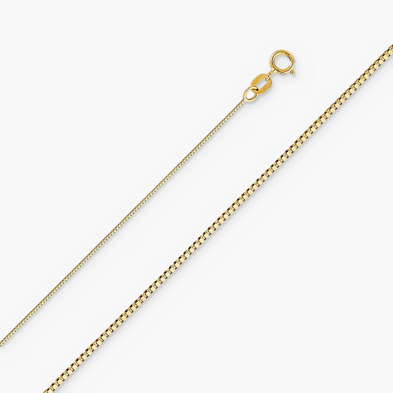 14K Gold Box Chain Necklace 0.5mm, Yellow or White
