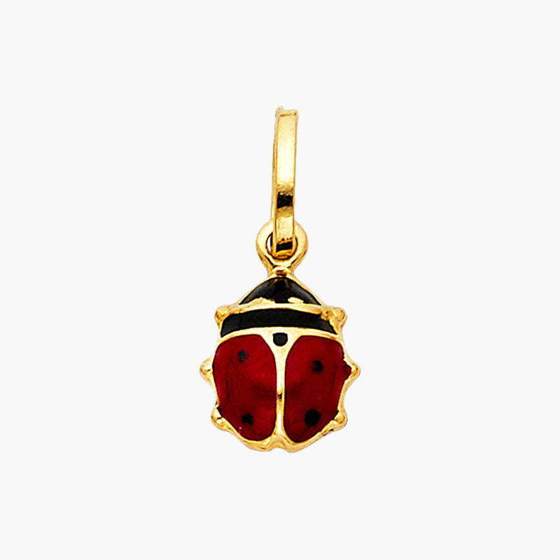 14K Gold Ladybug Charm Pendant with Red Enamel