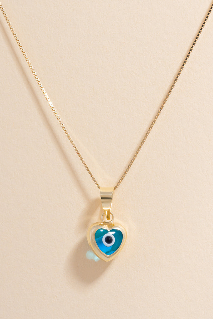  Captivating Blue Evil Eye Heart Charm - Crafted in 14k Real Gold, a Symbol of Protection and Style.