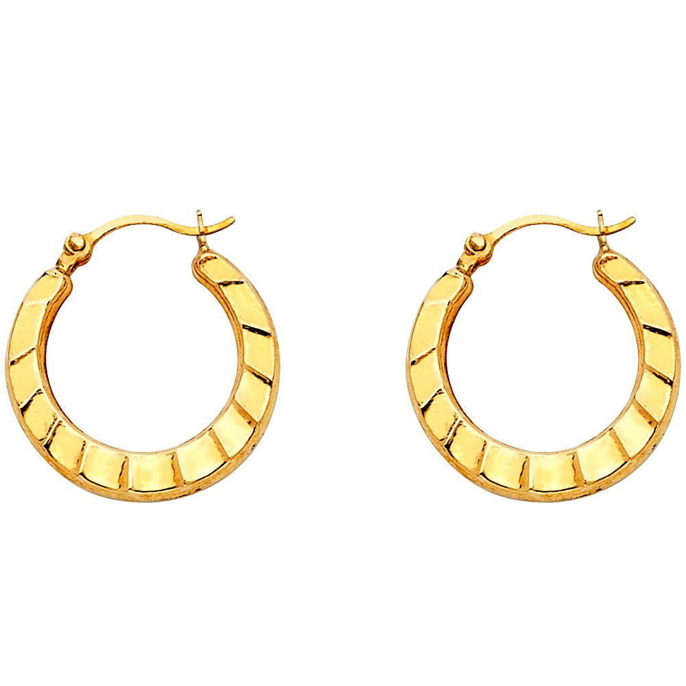 14K Fancy Hollow Hoop Earrings 3d model